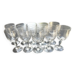 10 verres  vin / eau 14. 5 cm cristal d'arques modle matignon vintage