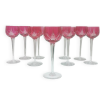 10 verres � vin roemer cristallerie nancy cristal taill� doubl� estampill�s
