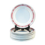 11 assiettes plates badonviller rouge no digoin
