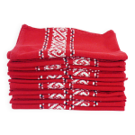 11 serviettes de table en coton rouge - motifs brods style basque