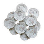 12 assiettes  dessert en porcelaine ancienne dcor polychrome floral dbut xxe