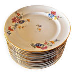 12 assiettes  dessert en porcelaine m8s france, dcor floral