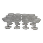 12 coupes  champagne en cristal de baccarat, modle caille, 1920.