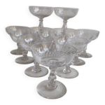 12 coupes  champagne en cristal baccarat, vers 1920