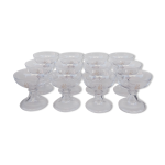 12 coupes � champagne en cristal de val saint lambert. service pied cloche uni. fin xix eme.