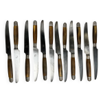 12 couteaux as de trfle manche en corne, virole mtal argent, fin xixme