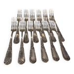 12 fourchettes a dessert metal argente orfevre sfam rocaille 19, 1cm