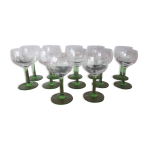 12 verres liqueur en cristal pied vert motif raisin