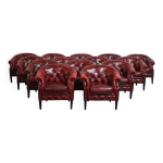14 fauteuils club chesterfield anglais en cuir rouge