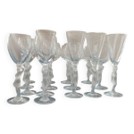 15 verres art dco en cristal de france pied en cariatide