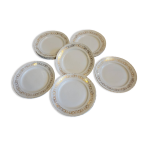 16 assiettes plates en porcelaine blanche et dor�e d'orchies