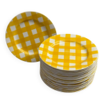 18 assiettes plates sarreguemines vintage  dcor de damier jaune et blanc