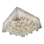 1960s / 70s chandelier ceiling lamp by doria leuchten germany, ice glass