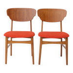 2 des 6 chaises de salle à manger vintage des années 1960 - teck et chêne, design danois 2 des 6 chaises de salle à manger vintage des années 1960 - teck et chêne, design danois