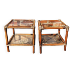 2 anciens bouts de canapé en rotin & verre 2 anciens bouts de canapé en rotin & verre