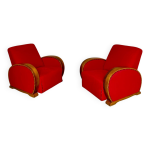 2 anciens fauteuils club art dco annes 30 structure bois courb
