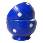 2 anciens petits bols bleu � pois en porcelaine de longchamp