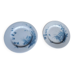 2 anciennes assiettes en faence de gien, dcor  paysages