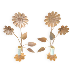 2 appliques murales fleurs métal doré 2 appliques murales fleurs métal doré