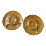 2 assiettes  artichauts en barbotine gien
