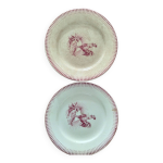 2 assiette a dessert terre de fer gien modele chantecler rouge coq