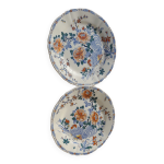 2 assiettes plates en faence de gien modle coq et pivoines anne 1940