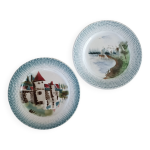 2 assiettes saint amand décor château 2 assiettes saint amand décor château