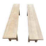 2 bancs de ferme r�nov�s en ch�ne du 19�me 180cm