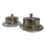 2 beurriers individuels en verre et cloche en tain