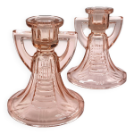 2 bougeoirs / chandeliers luxval modle victoria val saint lambert 1935
