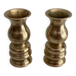 2 bougeoirs, porte - cierges en laiton tourn massif