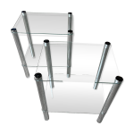 2 bouts de canape vintage 1980 rectangulaires 2 plateaux translucides tube rond