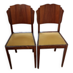 2 chaises 1950 art dco en ronce de noyer