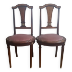 2 chaises anciennes de style classique en bois et ornements en bronze