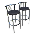 2 chaises de bar  calligaris  mtal chrom assise refaite
