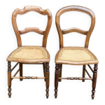 2 chaises cann�es louis philippe en bois massif sculpt� du xx�me