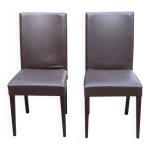 2 chaises italiennes vega en cuir marron dossier haut