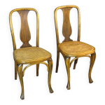 2 chaises kohn n529 , vers 1910, bistrot , cannes , bois courb