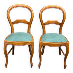 2 chaises louis philippe bois massif courbé et tissu bleu vert brodé 2 chaises louis philippe bois massif courbé et tissu bleu vert brodé