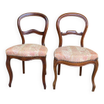2 chaises louis philippe bois massif courbé et tissu écru 2 chaises louis philippe bois massif courbé et tissu écru