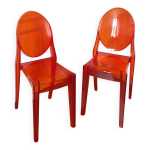 2 chaises orange victoria ghost design starck dites par kartell