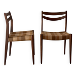 2 chaises scandinaves vintage en teck et tissu écossais d origine 2 chaises scandinaves vintage en teck et tissu écossais d origine