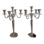 2 chandeliers 5 feux en mtal argent