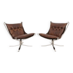 2 chauffeuses vintage falcon en cuir par sigurd ressell