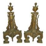 2 chenets de chemine bronze 19 me sicle