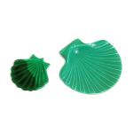 2 coquilles saint jacques en cramique verte