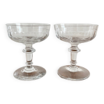 2 coupes à champagne anciennes en verre soufflé à côtes plates 19eme siècle 2 coupes à champagne anciennes en verre soufflé à côtes plates 19eme siècle