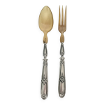 2 couverts de service à salade en argent fourré et corne 2 couverts de service à salade en argent fourré et corne