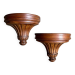 2 tagres murales en bois fonc cisel