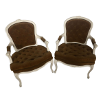 2 fauteuils cabriolet louis xv jaune moutarde